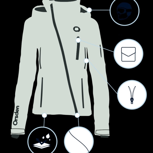 Hooded Ski Jacket Insulated Water Resistent Gray - Picture 4 of 9